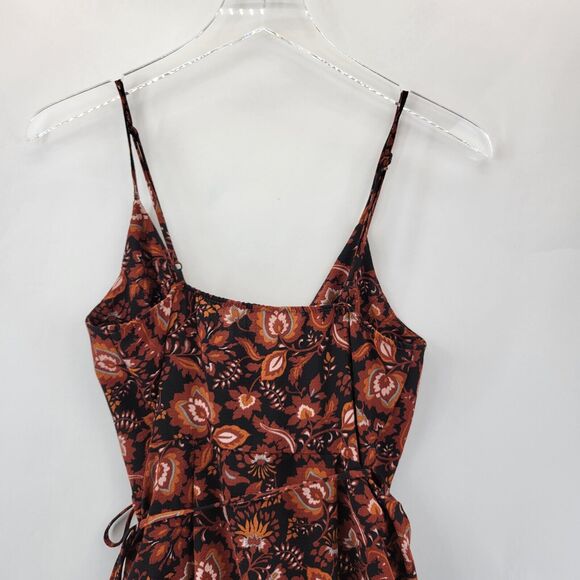 Free People All My Love Mini Wrap Dress Womens XS Brown Black Floral Slip Dress - Picture 5 of 7